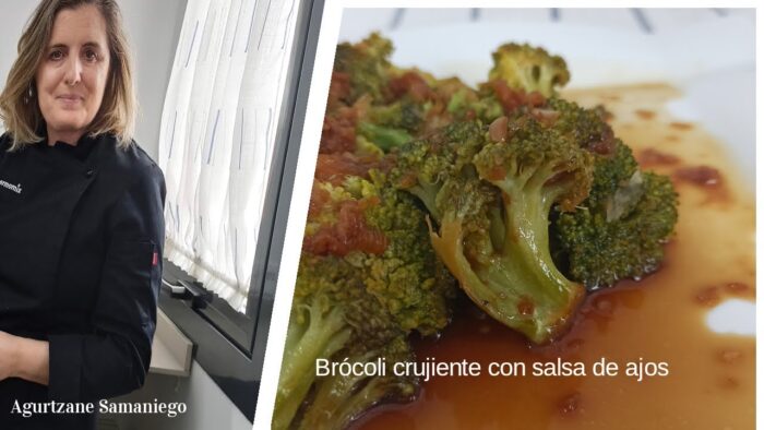 Brócoli crujiente con salsa de ajos hecho en #Thermomix