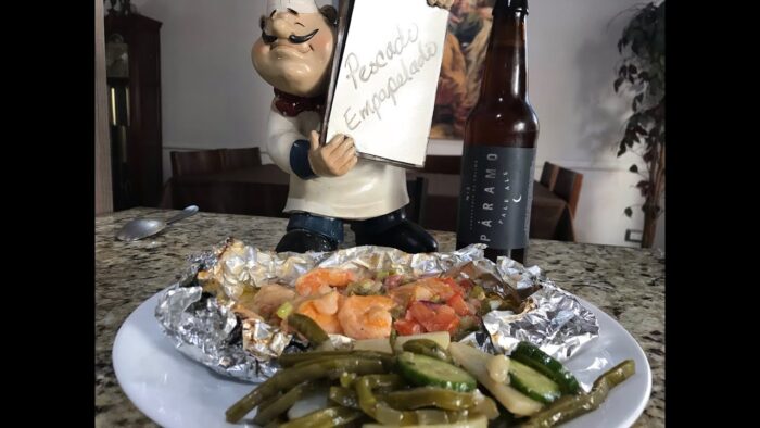 Pescado empapelado en freidora aire