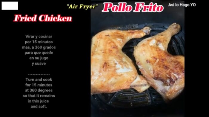 Pollo Frito en freidora de Aire. Fried Chicken in Air Fryer