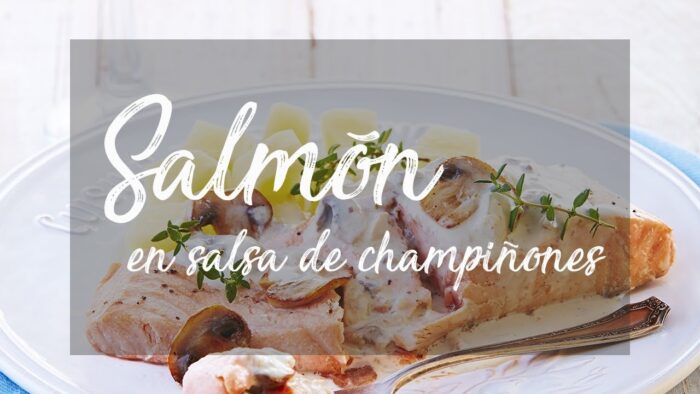 Receta salmón en salsa cremosa de champiñones con papas en Thermomix®