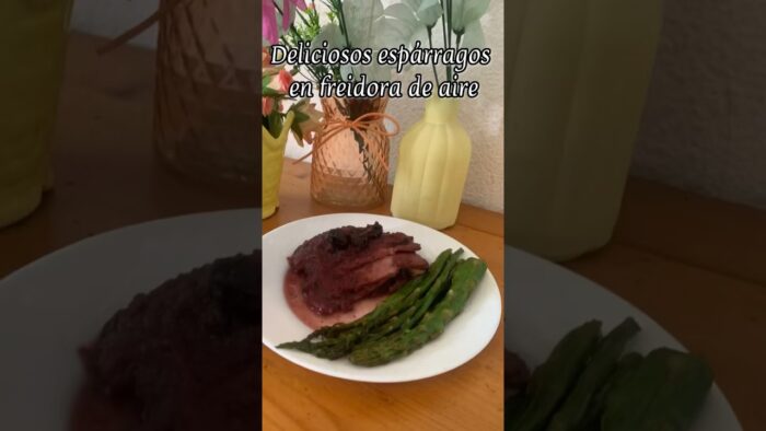 deliciosos espárragos cocinados en freidora de aire, guarnición rica y saludable  #recetassaludables