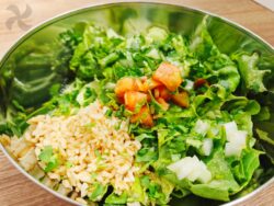 Ensalada de arroz integral con aliño de cilantro y lima