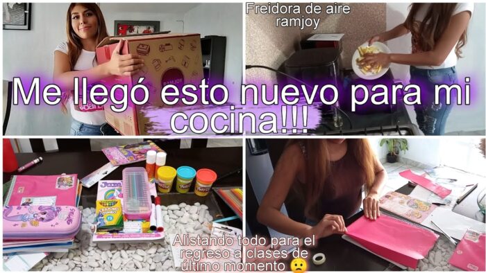 por fin tengo para mi cocina una freidora de aire ramjoy/forrando libretas y alistando útiles