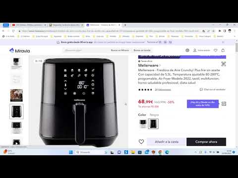 🍳 ¡Oferta Miravia! Mellerware Freidora de Aire Crunchy 1500W 5.5L barato 54€ ¡60 DTO! Opinión 🍳