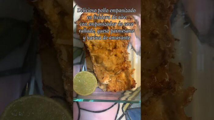 Delicioso pollo empanizado en freidora de aire #recetassaludables #recetassanas #recetas