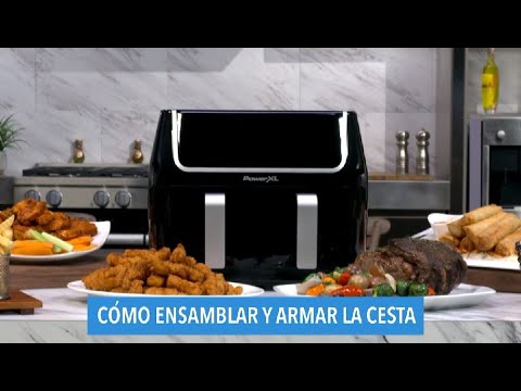 Freidora de aire PowerXL digital doble cesta gran capacidad 9.5L- como ensemblar y armar la cesta.