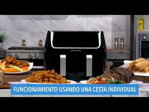 Freidora de aire PowerXL digital doble cesta gran capacidad 9.5L- usando una cesta individual.