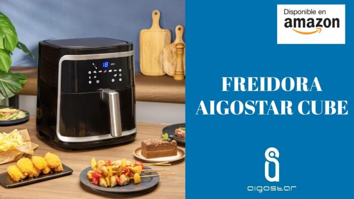 Aigostar Cube – Freidora de aire sin aceite 7L (7 funciones preestablecidas + mantener caliente)