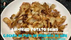 Air fryer Potato Skins(quick snack)/ Cáscaras de Papa en Freidora de aire (botana fácil y rápida)