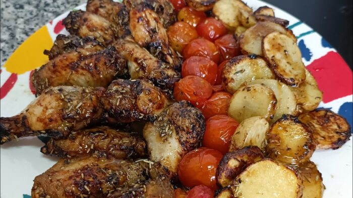 Alitas de pollo sabrosísimas con guarnición en freidora de aíre 😍#alitas #pollo #freidoradeaire