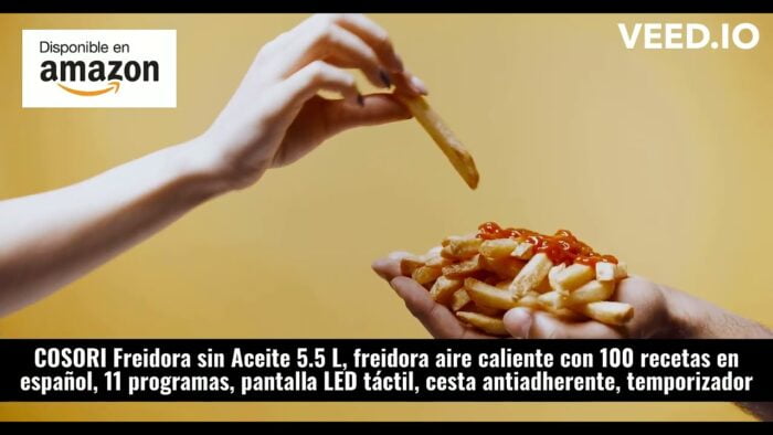 COSORI Freidora sin Aceite 5.5 L, freidora aire caliente con 100 recetas en español, 11 programas.