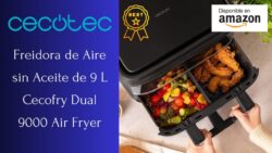 Cecotec Freidora de Aire sin Aceite de 9 L Cecofry Dual 9000 Air Fryer. 2850W, Temperatura Dual