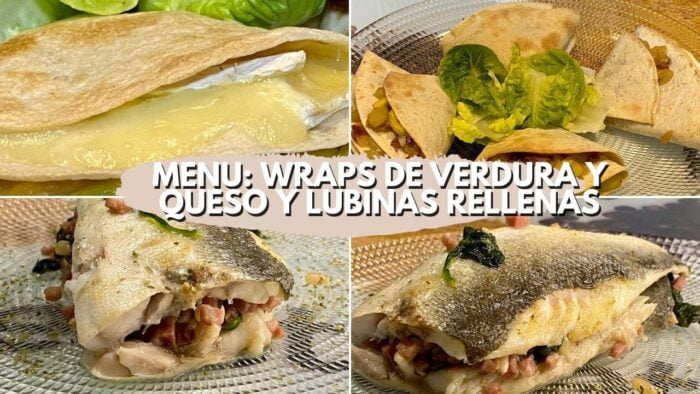 MENU: WRAPS RELLENOS DE VERDURA CON QUESO 🧀 Y LUBINAS RELLENAS 🤤🤤CON FREIDORA DE AIRE🔥