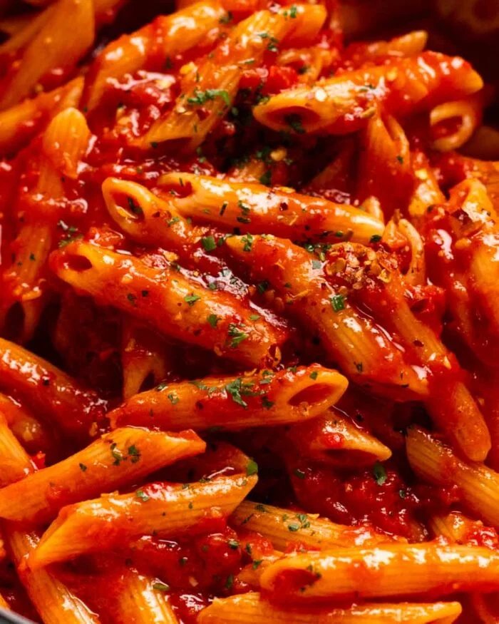 Penne all’Arrabbiata (spicy tomato pasta)