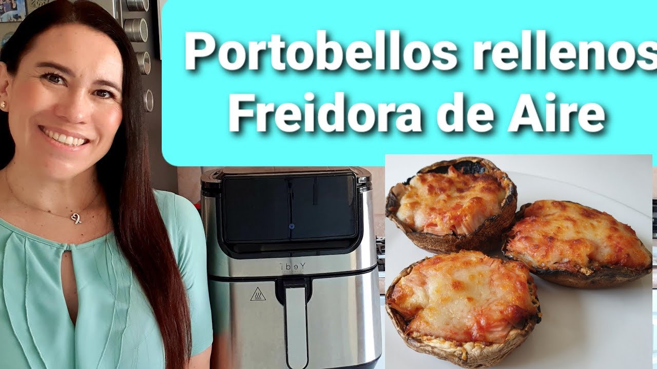 Portobellos Rellenos de jamón y queso en Freidora de Aire recetástico