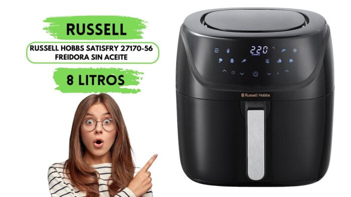RUSSELL HOBBS SATISFRY 27170 56 reidora Sin Aceite 8l, Freidora de Aire 8 litros, airfryer XXL