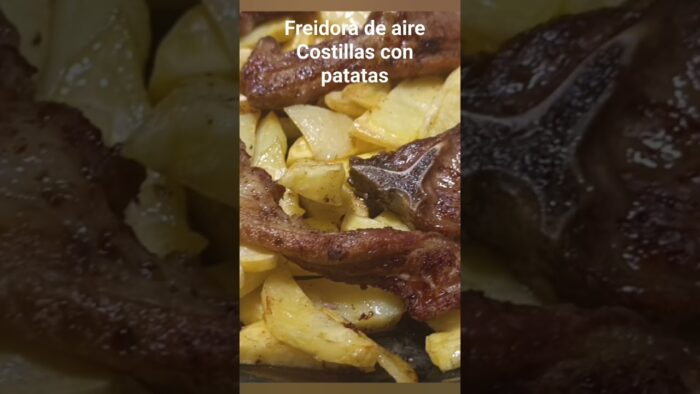 costilla con patatas en freidora de aire