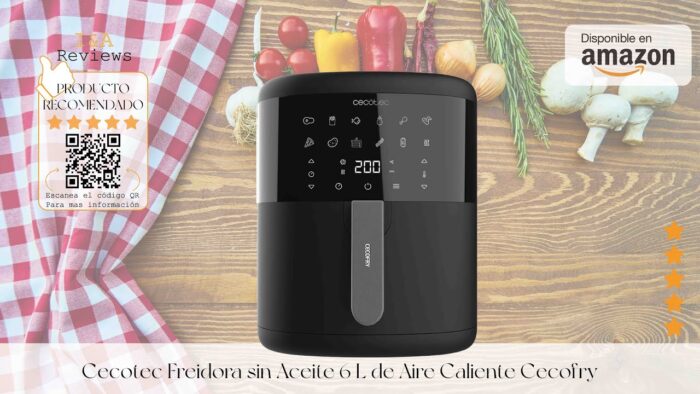 Cecotec Freidora sin Aceite 6 L de Aire Caliente Cecofry Bombastik 6000