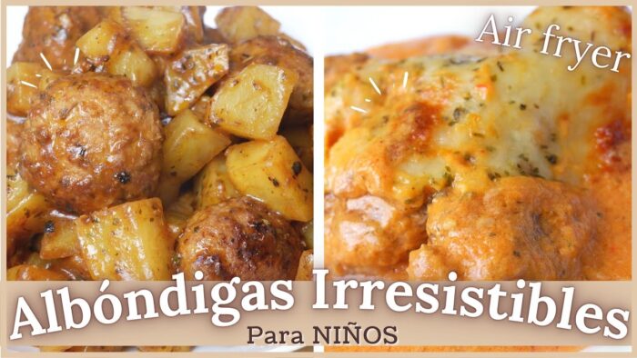 2 IDEAS de Comida para NIÑOS😜 ALBÓNDIGAS en FREIDORA DE AIRE 🤩@CrisMarpo