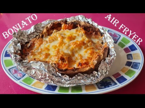 Boniato asado y relleno en freidora de aire/ air fryer (SUBTITULADO)