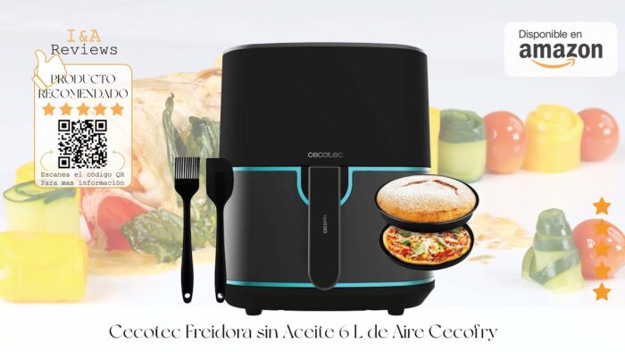 Cecotec Freidora de Aire sin Aceite de 5’5L Cecofry Fantastik Inox 5500 Pack 1500W
