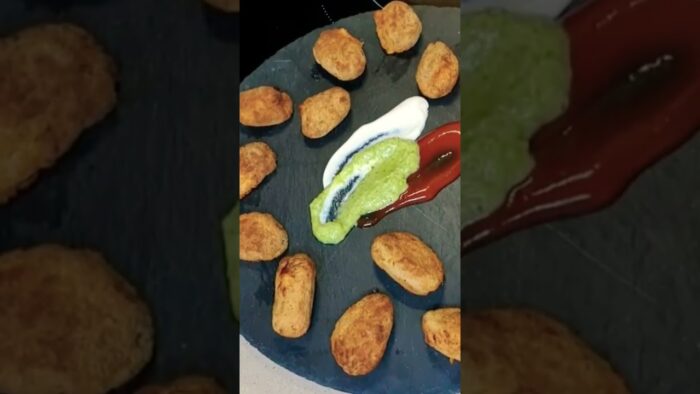 Croquetas en freidora de aire. #croquetas #freidoradeaire #recetasen1minuto #shorts
