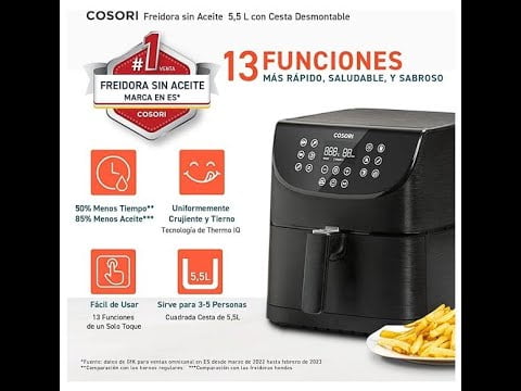 Detalles Cosori freidora de aire 55 l air fryer con 100 recetas