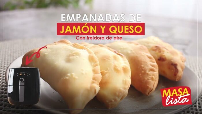 Empanadas con Masa Hojaldre de jamón y queso usando freidora de aire