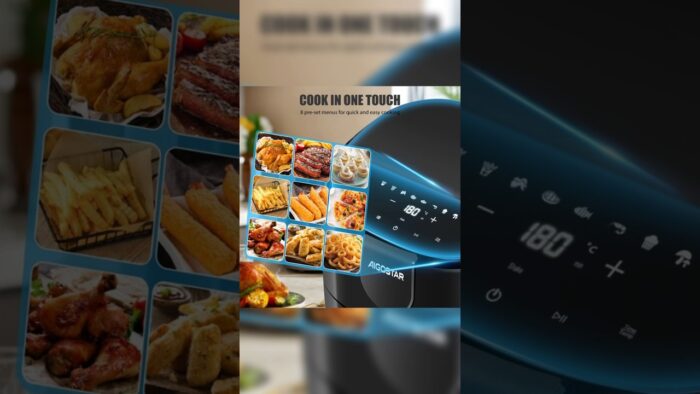 Freidora de Aire 9 en 1, Air Fryer 4L con Temporizador de 60 Minutos y Pantalla LED #cocina #hogar