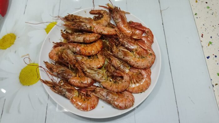 Gambones en freidora de aire