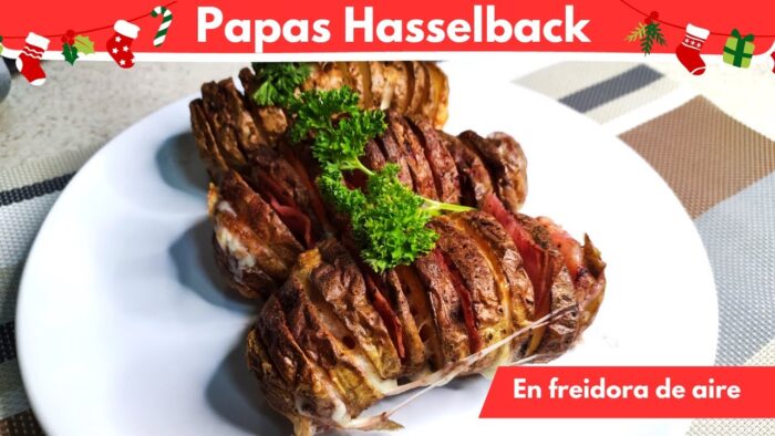 Papas Hasselback en freidora de aire o airfryer  rápidas y deliciosas