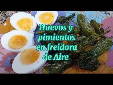 Pimientos y Huevos hervidos en olla Gm H fry Freidora de Aire
