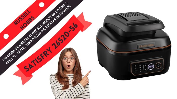 Russell Hobbs SatisFry 26520 56  Freidora de Aire sin Aceite 5,5l, Robot de cocina & Grill XL, tácti