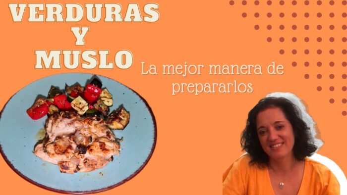 Verduras en freidora de aire y muslo al romero y limon