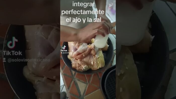 freidora de aire cocinando pollo al ajo parte 2
