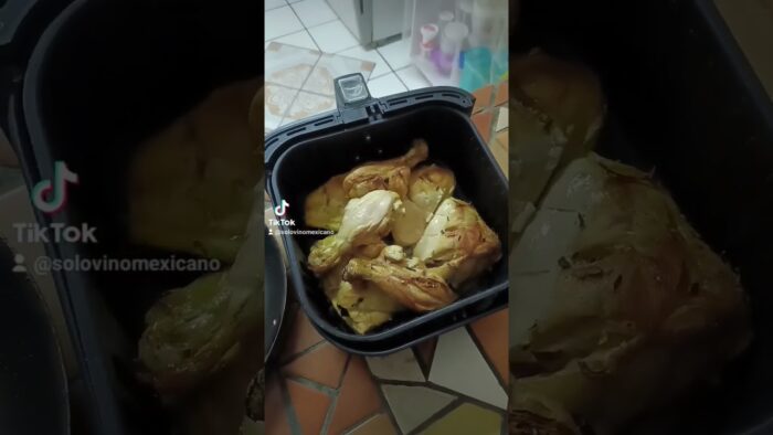freidora de aire cocinando pollo al ajo parte 3