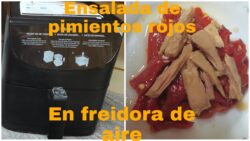 recta de la ensalada de pimientos rojos en freidora de aire