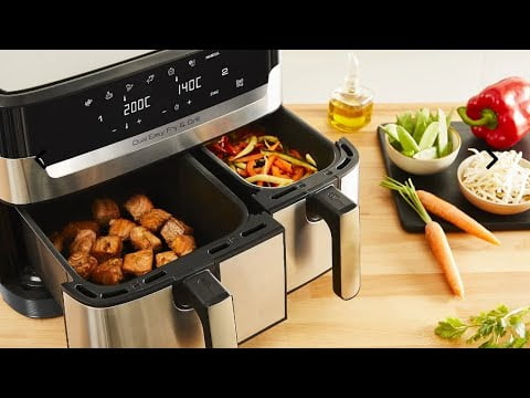 رحمة الوقت بإختصار 💡.. Freidora de aire Moulinex Dual Fry & Grill 8.3L Tecnología Extra-Crisp Inox