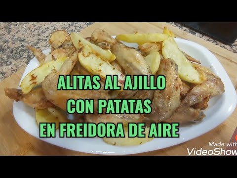 ALITAS CON PATATAS EN FREIDORA DE AIRE (SIN ACEITE) #airfryer #freidoradeaire
