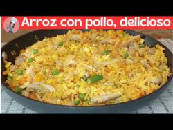 Arroz con pollo,receta facil +platanitos en freidora de aire