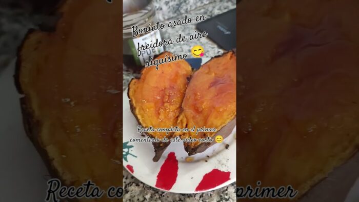 Boniato asado en freidora de aire, 1ingrediente y tendrás un postre rico 😋 #boniato #camote #shorts