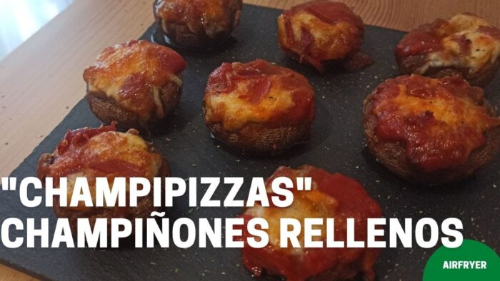 CHAMPIPIZZA receta de champiñones rellenos SALUDABLES en FREIDORA DE AIRE / #AIRFRYER (Recetas 2022)