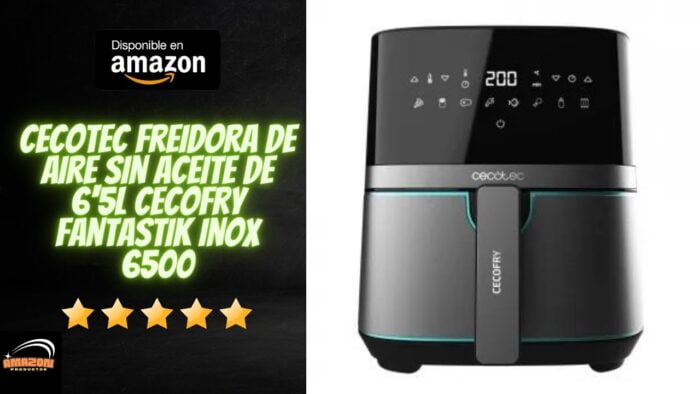 Cecotec Freidora de Aire sin Aceite de 6’5L Cecofry Fantastik Inox 6500 ✅