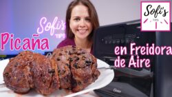 Como cocinar carne en freidora de aire Oster CKSTAFOV3 RECETA PICAÑA accesorio giratorio rosticero