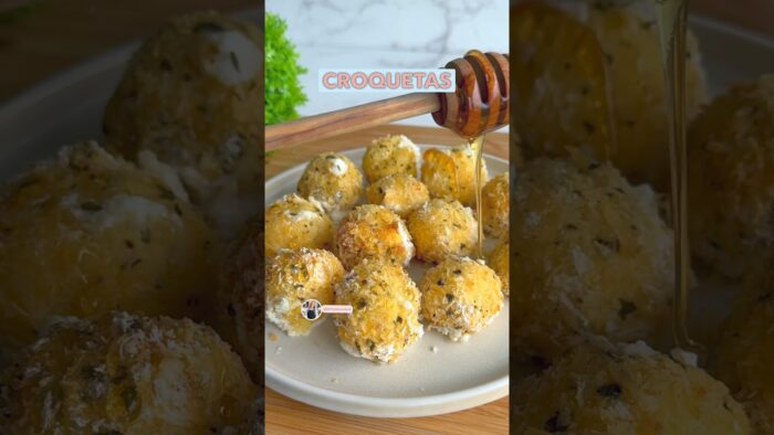 Croquetas de queso de cabra 4 ingredientes en freidora de aire #reels #tips #recipe #recetas