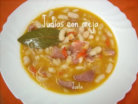 Judías blancas con oreja, realizadas con Thermomix (receta de Justa Molina)