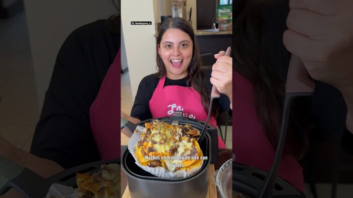 Nachos en freidora de aire con Frijoles Ducal Picante Medio 💖. #comida #receta #frijolesducal