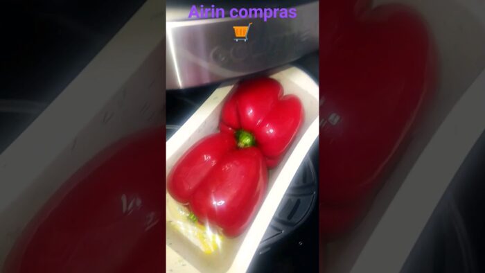 Pimientos asados en freidora de aire #airfryer #freidoradeaire #pimientorojo #pimientosasados #rico