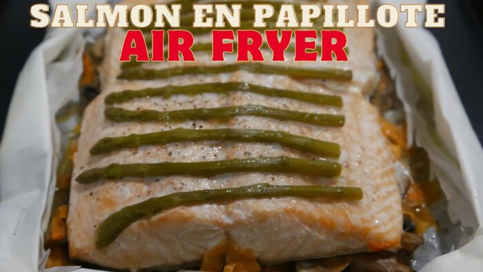 SALMON EN PAPILLOTE CON GUARNICION EN FREIDORA DE AIRE.