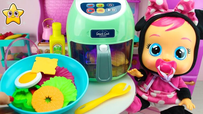 BEBÉS LLORONES Minnie 🎀 RUTINA de NOCHE Preparo la Cena en la FREIDORA de AIRE | CRY BABIES